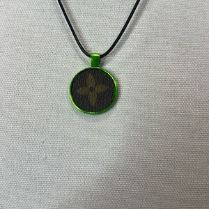 Necklace with upcycled Louis Vuitton monogram charm
